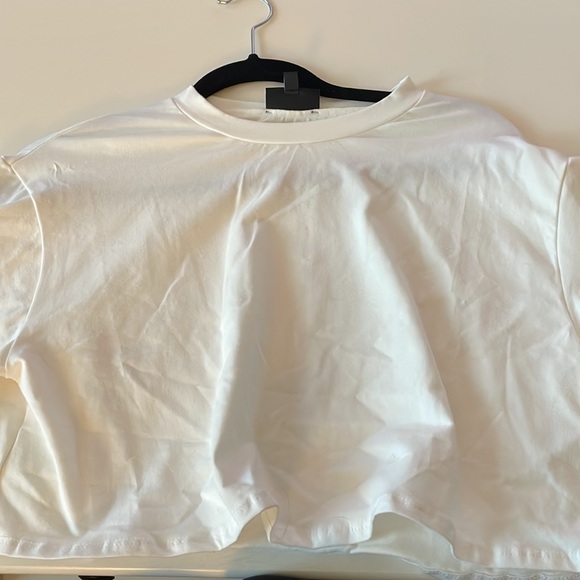 Charlize Cotton White Cropped Tee - Picture 3 of 5